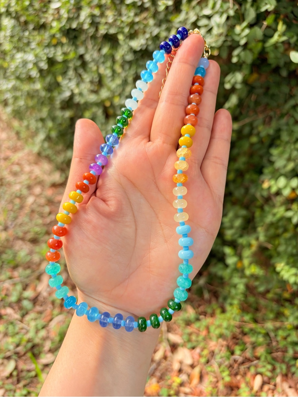 Colorful Multicolor Natural Stone Bead Necklace - Picture 3 of 5